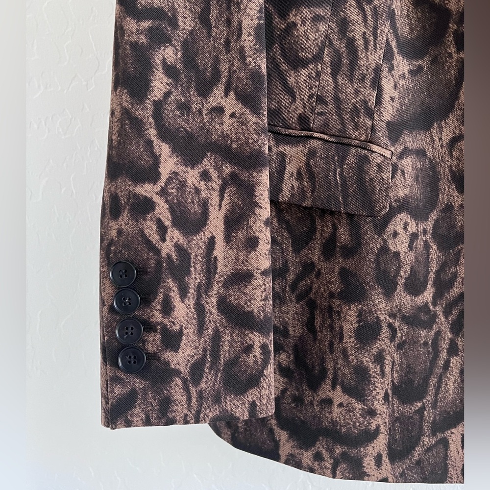 NWOT Lafayette 148 New York Wool Brown Animal Print Women's Blazer Size 16 - Picture 2 of 8